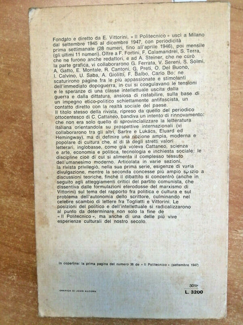 IL POLITECNICO - ANTOLOGIA DI FORTI e PAUTASSO - 1ED. BUR RIZZOLI 1975 (32