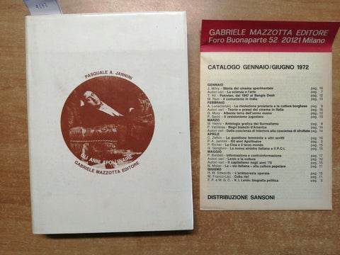 PASQUALE JANNINI - GLI ANNI APOLLINAIRE1972 MAZZOTTA + CATALOGO IN OMAGGIO(