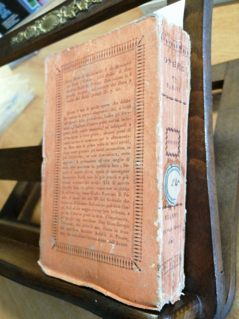 OPERE DI GIUSEPPE PARINI PROSE 1821 SILVESTRI - VOL.104 DELLA BIBLIOTECA (2