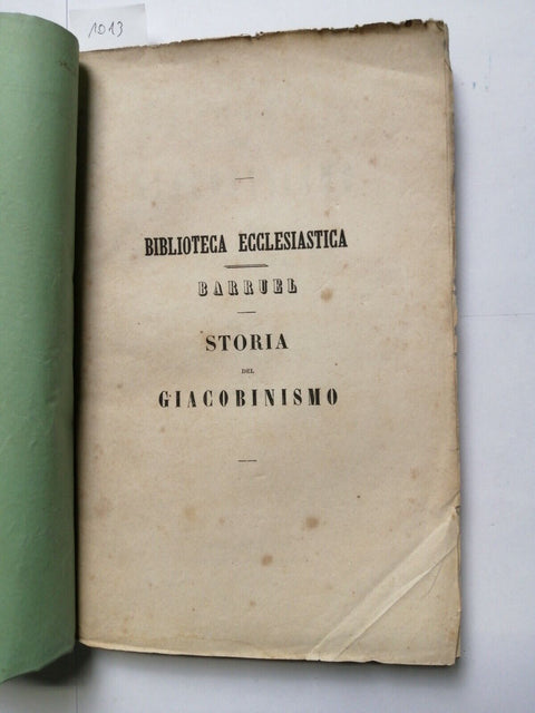 1852 Storia del Giacobinismo dell'abate Barruel - Volume terzo - Carmagnola