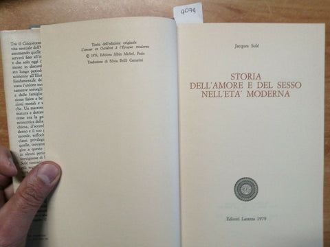 JACQUES SOLE' - STORIA DELL'AMORE E DEL SESSO NELL'ETA' MODERNA - LATERZA