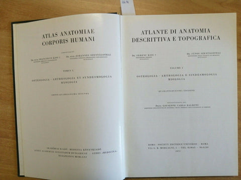 ATLANTE DI ANATOMIA UMANA DESCRITTIVA E TOPOGRAFICA VOL. 1 - 1971 UNIVERSO(