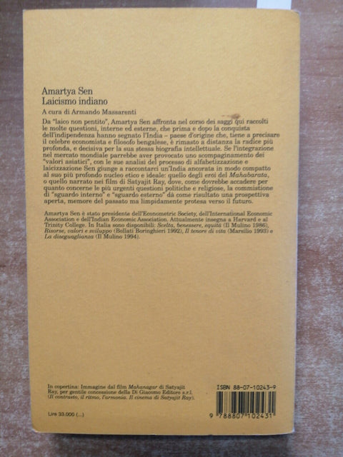 LAICISMO INDIANO - AMARTYA SEN - 1998 - FELTRINELLI - filosofia India (3709