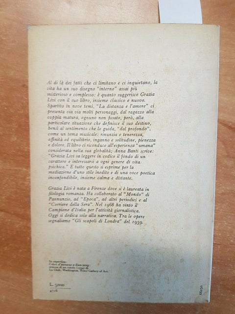 GRAZIA LIVI - LA DISTANZA E L'AMORE 1978 GARZANTI NARRATORI MODERNI 1ED.