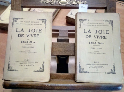 ZOLA EMILE - LA JOIE DE VIVRE - 1925 - FASQUELLE - 2 VOLUMI (2911)