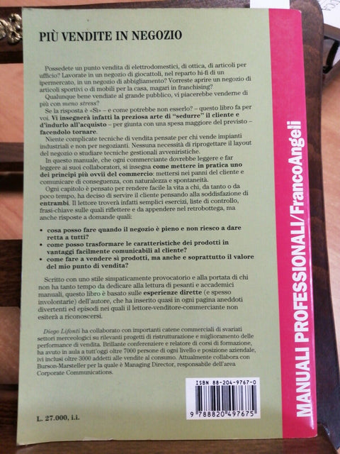 DIEGO LIFONTI - PIU' VENDITE IN NEGOZIO - COME VENDERE TANTO - FRANCOANGELI