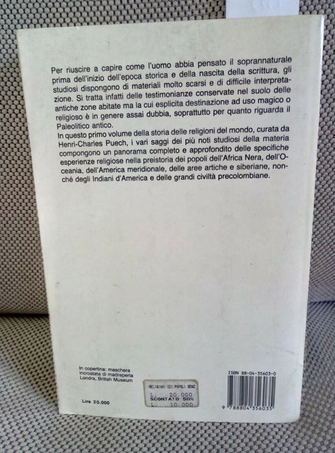 PUECH - LE RELIGIONI DEI POPOLI SENZA SCRITTURA 1992 1ED. OSCAR MONDADORI(