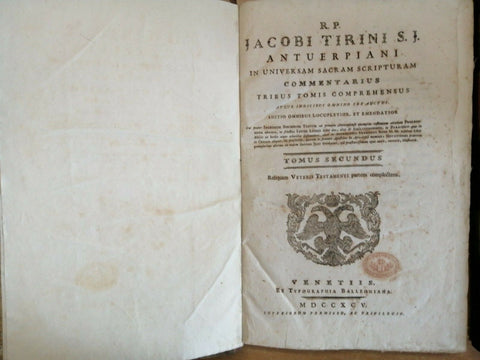 1795 JACOBI TIRINI ANTUERPIANI IN UNIVERSAM SACRAM SCRIPTURAM COMMENTARIUS