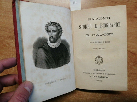 GIUSEPPE SACCHI - RACCONTI STORICI E BIOGRAFICI - AUTOGRAFO ERMES VISCONTI