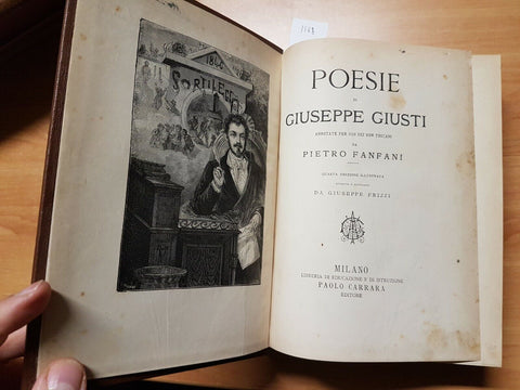 POESIE DI GIUSEPPE GIUSTI - DA FANFANI - CARRARA 814 PAGINE 140 INCISIONI(3