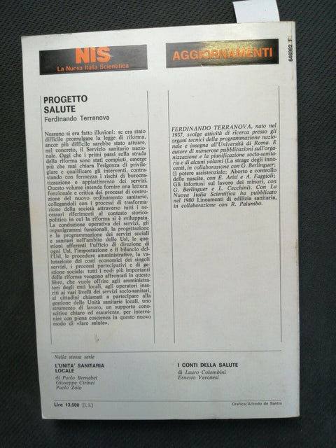 Ferdinando Terranova - PROGETTO SALUTE 1981 La Nuova Italia (3741c) sa