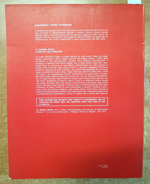 L'EGITTO DEI FARAONI - Rosalie David - 1984 Newton Compton - NILO PIRAMIDI