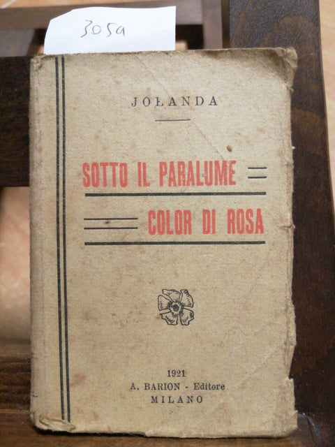 JOLANDA - SOTTO IL PARALUME COLOR DI ROSA - 1921 - BARION - (3054)