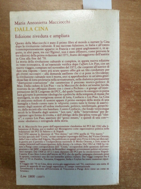 MARIA ANTONIETTA MACCIOCCHI - DALLA CINA - 1974 - FELTRINELLI - (2484E