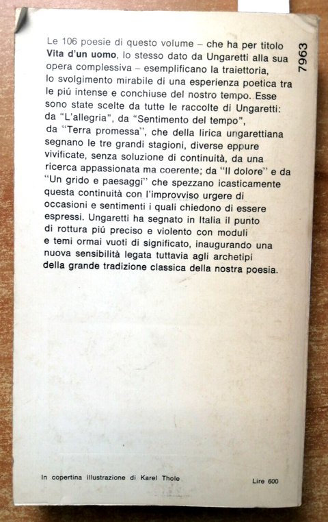 Giuseppe Ungaretti - Vita d'un uomo 106 poesie 1914-1960 Mondadori 1970 (1