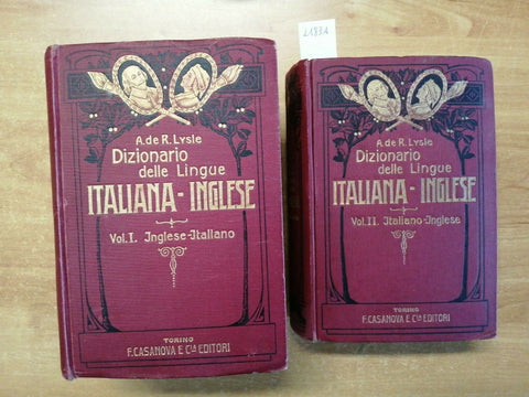 Dizionario delle Lingue Italiana-Inglese 2 VOLUMI - Lysle Casanova 1924 (21
