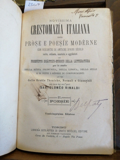 NOVISSIMA CRESTOMAZIA ITALIANA POESIE - RINALDI - LIBRERIA GRATO SCIOLDO (2