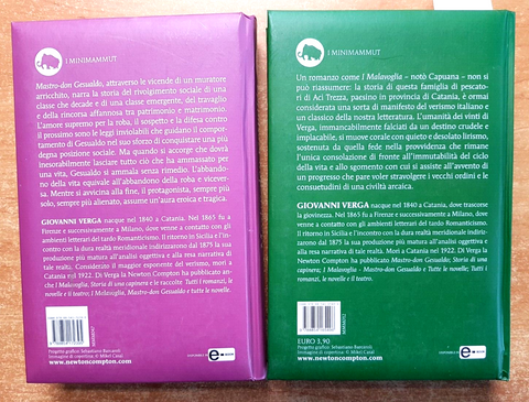 GIOVANNI VERGA lotto 2 libri: I MALAVOGLIA + MASTRO DON GESUALDO - NEWTON (