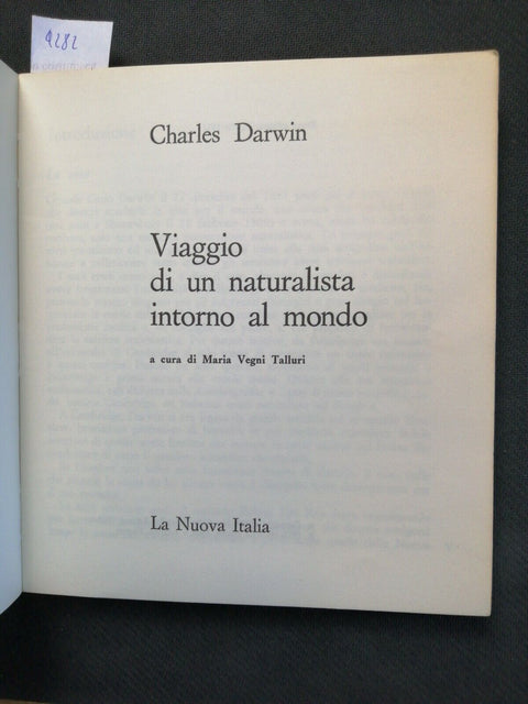 CHARLES DARWIN Viaggio di un naturalista intorno al mondo 1972 Nuova Italia