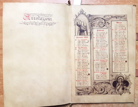 CALENDARIO ANNO 1906 - SBORGI EDITORE vita dei santi dipinti (3995G)