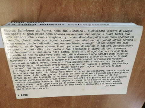 RUSSO LUIGI - LA CRITICA LETTERARIA CONTEMPORANEA - 1967 - SANSONI - (1277