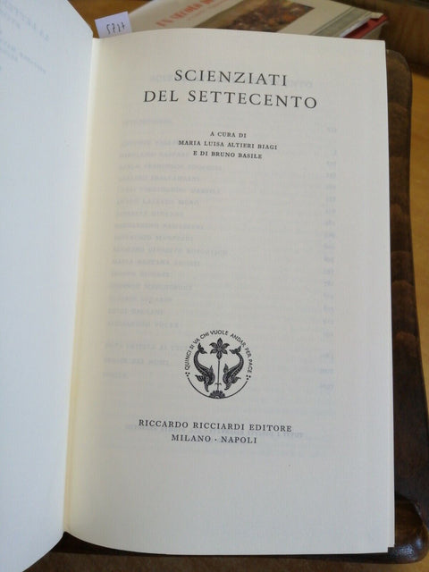 LA LETTERATURA ITALIANA - SCIENZIATI DEL SETTECENTO 1983 RICCIARDI VOL.45 (