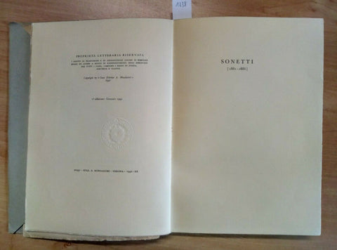 CESARE PASCARELLA - SONETTI - 1942 - MONDADORI - 1 ED. - (1238)