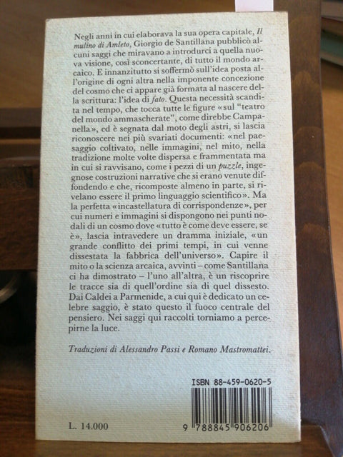 GIORGIO DE SANTILLANA - FATO ANTICO E FATO MODERNO 1993 PICCOLA ADELPHI (32
