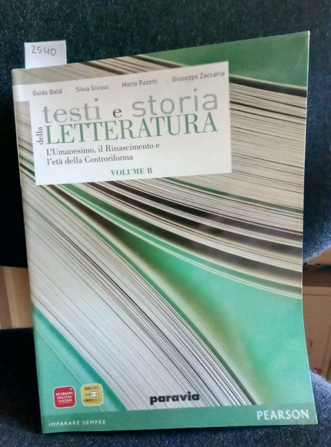 9788839533951 TESTI E STORIA DELLA LETTERATURA B - BALDI GIUSSO - PARAVIA (