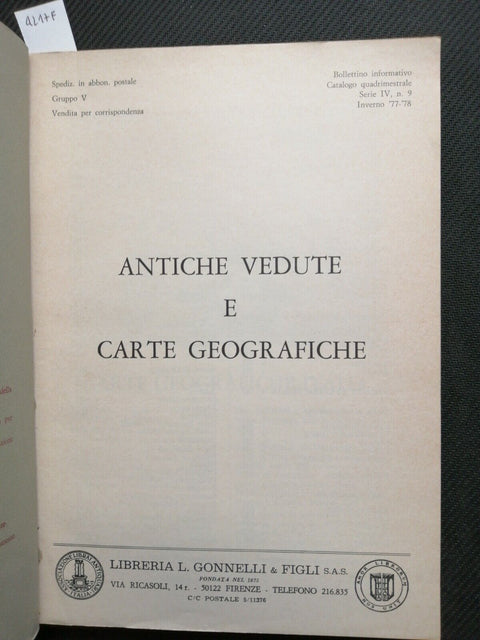 ANTICHE VEDUTE E CARTE GEOGRAFICHE - Catalogo 1977 libreria L. GONNELLI (42