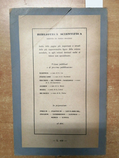 DARWIN - BIOGRAFIA DI CEI GIUSEPPE - L'ARCO - 1947 - 1ED. - (1897)