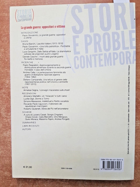 STORIA E PROBLEMI CONTEMPORANEI - LA GRANDE GUERRA: OPPOSITORI E VINTI (611