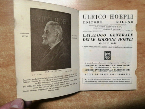 LOTTO 3 LIBRI Catalogo generale enciclopedico delle edizioni Hoepli 1958 (2