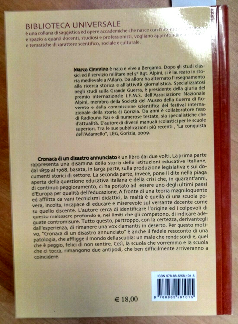 STORIA DELLA SCUOLA ITALIANA cronaca di un disastro annunciato 2009 Cimmino