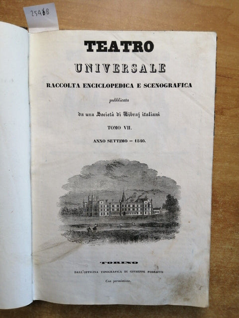 TEATRO UNIVERSALE 1840 annata completa 52 numeri RACCOLTA ENCICLOPEDICA (25