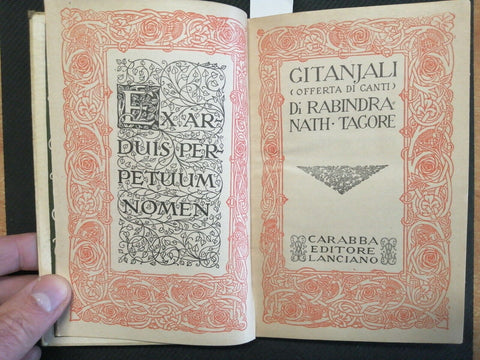 RABINDRANATH TAGORE - GITANJALI (OFFERTA DI CANTI) 1914 CARABBA Lancia