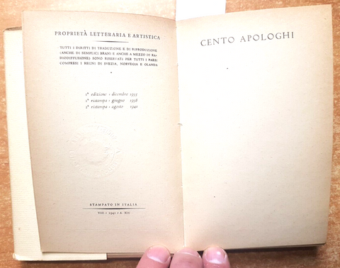 CENTO APOLOGHI DI TRILUSSA - MONDADORI 1941 ILLUSTRATO romanesco poesie (12