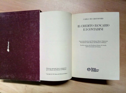 IL CREDITO BANCARIO E I CONTADINI 1981 STUDII DI CARLO DE CRISTOFORIS (1041